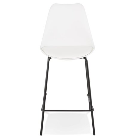 Halfhoge witte barkruk 'LEMON MINI' met zwarte metalen poot