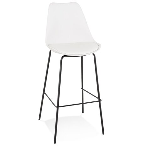 Witte design barkruk 'LEMON' met zwarte metalen poot