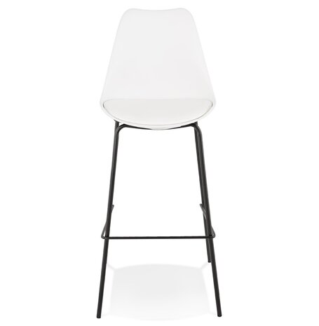 Witte design barkruk 'LEMON' met zwarte metalen poot