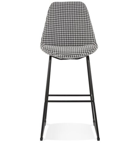 Kruk 'BULLY' van pied-de-poule-print stof met zwarte metalen poten