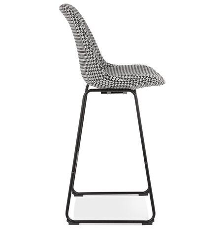 Kruk 'BULLY' van pied-de-poule-print stof met zwarte metalen poten