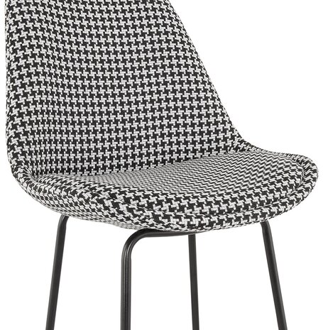 Halfhoge barkruk 'SPARK MINI' van pied-de-poule-print stof met zwarte metalen poten