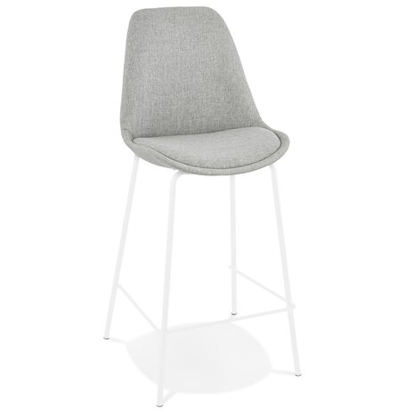 Halfhoge grijze stoffen kruk 'ALOE MINI' met witte metalen poten