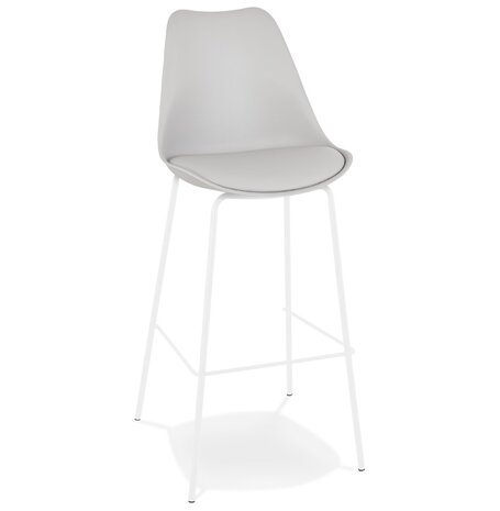 Grijze design barkruk 'LEMON' met witte metalen poten