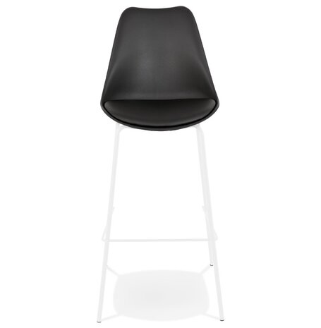 Zwarte design barkruk 'LEMON' met witte metalen poten