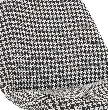 Halfhoge kruk 'SPARK MINI' van pied-de-poule-print stof met witte metalen poten