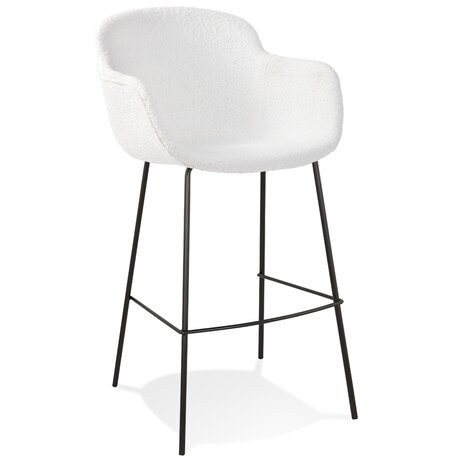 Design barkruk 'CADRIX' van witte boucléstof