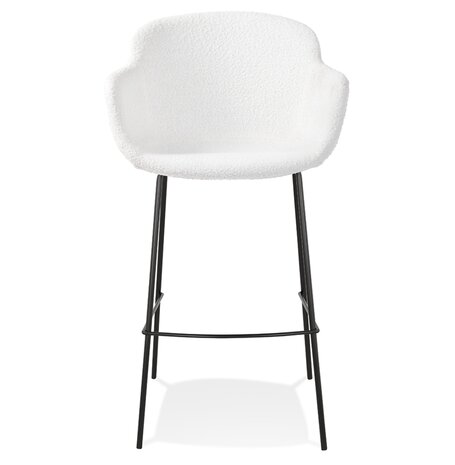 Design barkruk 'CADRIX' van witte boucléstof