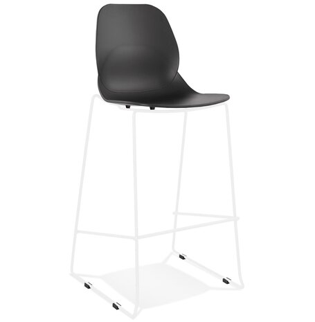 Stapelbare design barkruk 'BERLIN' zwart met onderstel in wit metaal
