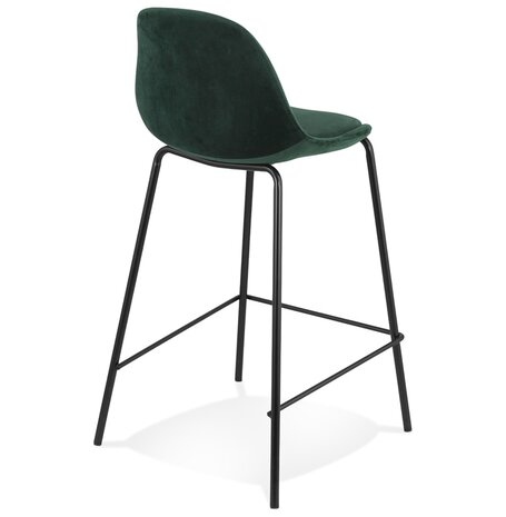 Halfhoge kruk 'FENTON MINI' van groen velours met zwarte metalen poten