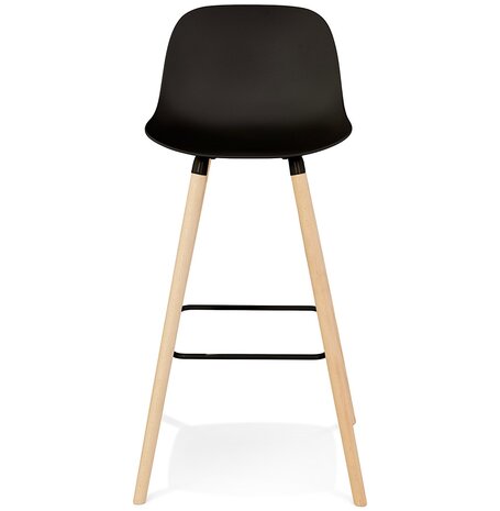 Tabouret de bar 'TATSU' noir avec pieds en bois naturel