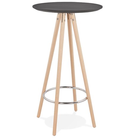 Hoge tafel / Ronde statafel 'GALA' in zwart hout en onderstel in natuurlijke afwerking