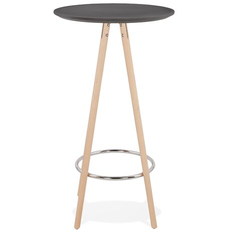 Hoge tafel / Ronde statafel 'GALA' in zwart hout en onderstel in natuurlijke afwerking