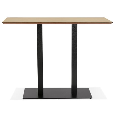 Hoge design tafel 'ZUMBA BAR' van natuurlijk afgewerkt hout met zwarte metalen poot - 150x70 cm
