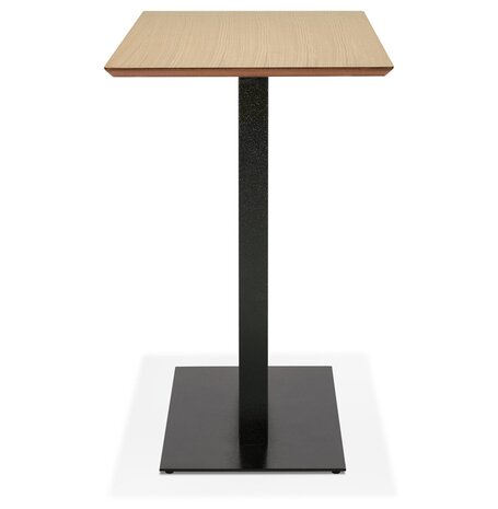 Hoge design tafel 'ZUMBA BAR' van natuurlijk afgewerkt hout met zwarte metalen poot - 150x70 cm