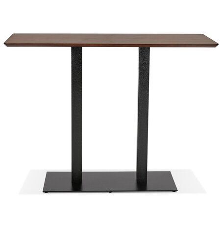 Hoge design tafel 'ZUMBA BAR' met notenhouten afwerking en zwarte metalen poot - 150x70 cm