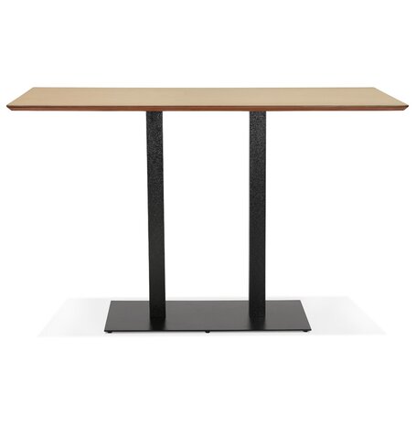 Hoge design tafel 'ZUMBA BAR' van natuurlijk afgewerkt hout met zwarte metalen poot - 180x90 cm