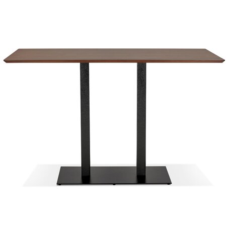 Hoge design tafel 'ZUMBA BAR' met notenhouten afwerking en zwarte metalen poot - 180x90 cm