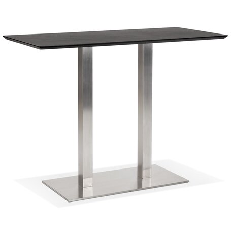 Zwarte hoge design tafel 'MAMBO BAR' met geborsteld metalen poot - 150x70 cm