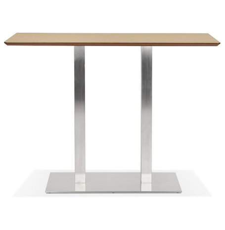 Hoge design tafel 'MAMBO BAR' van natuurlijk afgewerkt hout met geborsteld metalen poot - 150x70 cm