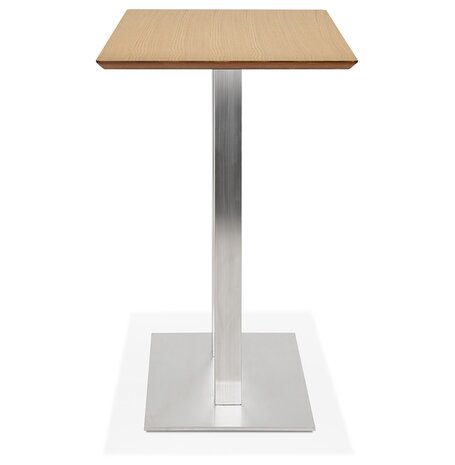 Hoge design tafel 'MAMBO BAR' van natuurlijk afgewerkt hout met geborsteld metalen poot - 150x70 cm