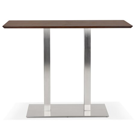 Hoge design tafel 'MAMBO BAR' met notenhouten afwerking en geborsteld metalen poot - 150x70 cm