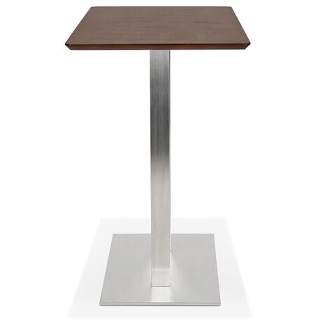 Hoge design tafel 'MAMBO BAR' met notenhouten afwerking en geborsteld metalen poot - 150x70 cm