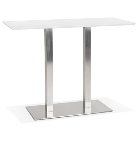 Witte hoge design tafel 'MAMBO BAR' met geborsteld metalen poot - 150x70 cm