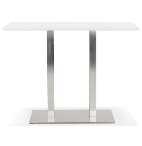 Witte hoge design tafel 'MAMBO BAR' met geborsteld metalen poot - 150x70 cm