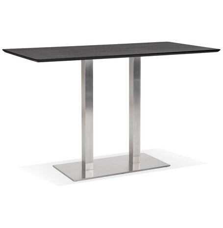 Zwarte hoge design tafel 'MAMBO BAR' met geborsteld metalen poot - 180x90 cm