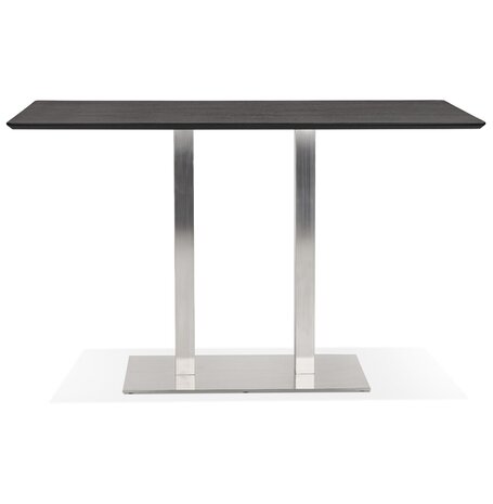 Zwarte hoge design tafel 'MAMBO BAR' met geborsteld metalen poot - 180x90 cm