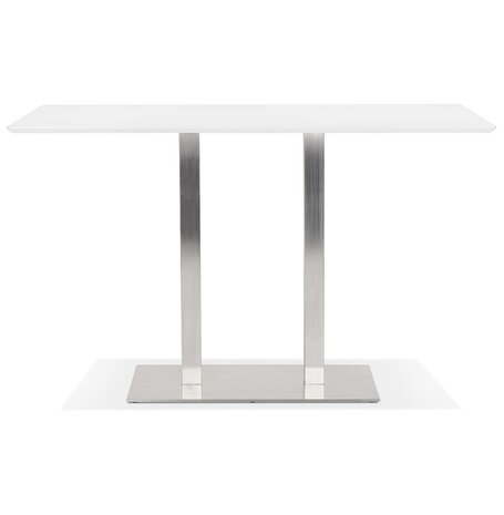 Witte hoge design tafel 'MAMBO BAR' met geborsteld metalen poot - 180x90 cm
