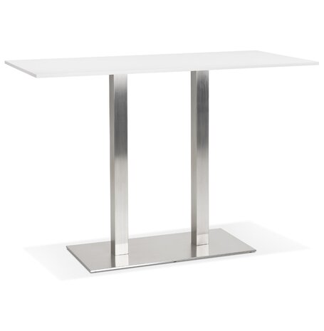 Witte design statafel 'DENVER BAR' met geborsteld metalen poot - 160x80 cm