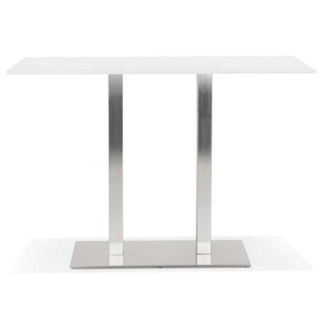 Witte design statafel 'DENVER BAR' met geborsteld metalen poot - 160x80 cm