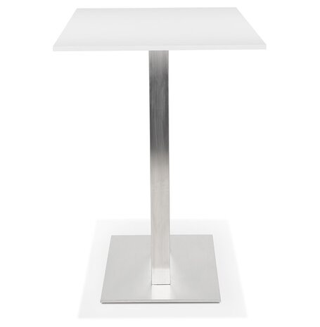 Witte design statafel 'DENVER BAR' met geborsteld metalen poot - 160x80 cm