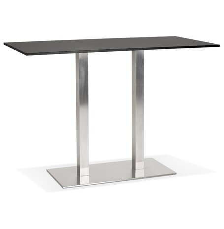 Zwarte design statafel 'DENVER BAR' met geborsteld metalen poot - 160x80 cm