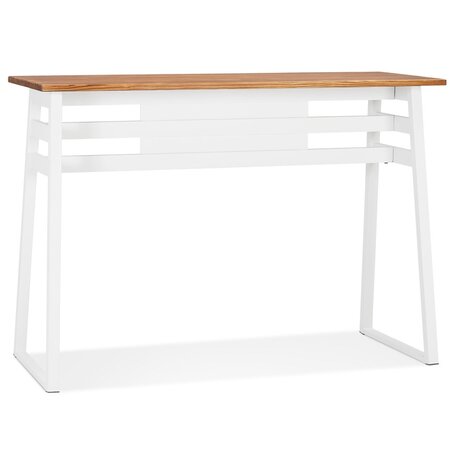 Hoge bartafel 'NIKI' van donker massief hout met witte metalen poot - 150x60 cm