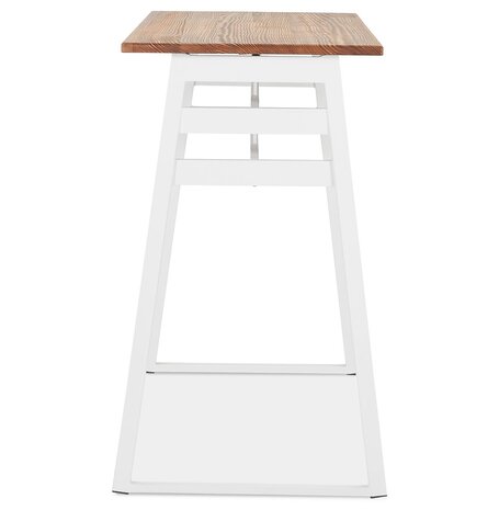 Hoge bartafel 'NIKI' van donker massief hout met witte metalen poot - 150x60 cm