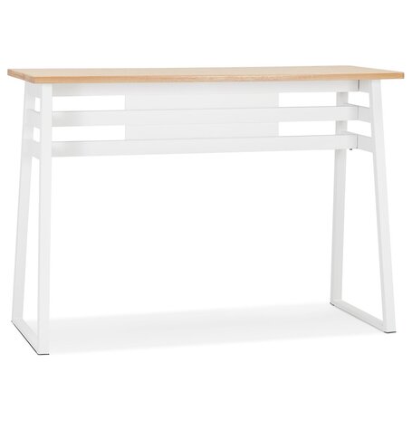 Hoge bartafel 'NIKI' van natuurlijk afgewerkt hout met witte metalen poot - 150x60 cm
