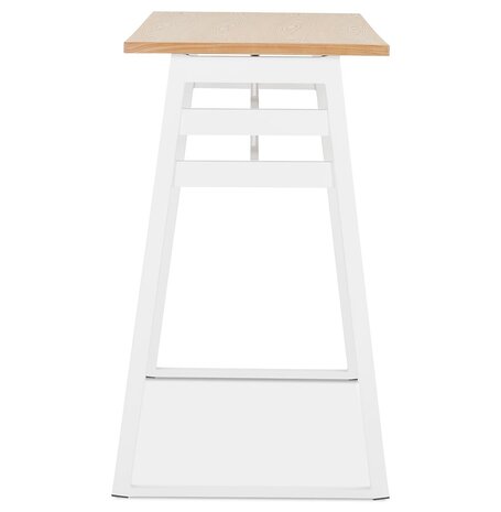 Hoge bartafel 'NIKI' van natuurlijk afgewerkt hout met witte metalen poot - 150x60 cm