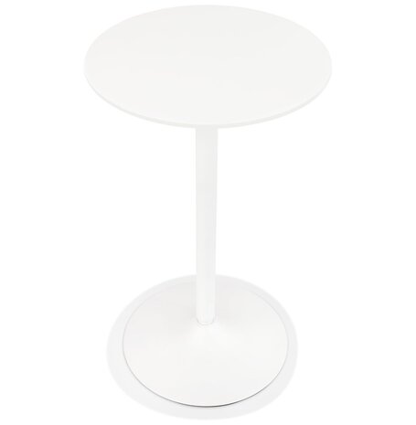 Ronde hoge tafel 'IDALGO' van hout en wit metaal - Ø 60 cm