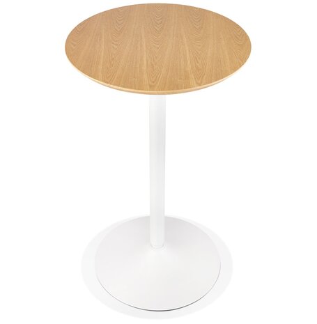 Ronde hoge tafel 'TAMAGO' van natuurlijk afgewerkt hout en wit metaal - Ø 60 cm