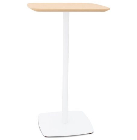 Hoge tafel 'PATATI' in hout met natuurlijke afwerking en wit metaal - 60X60 CM