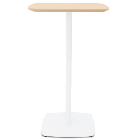 Hoge tafel 'PATATI' in hout met natuurlijke afwerking en wit metaal - 60X60 CM