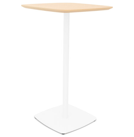 Hoge tafel 'PATATI' in hout met natuurlijke afwerking en wit metaal - 60X60 CM