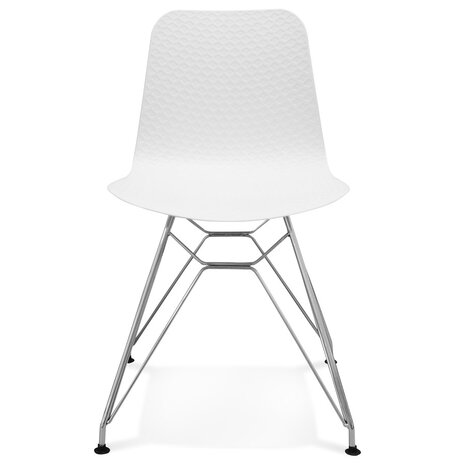 Design stoel 'GAUDY' wit met verchroomd metalen voet
