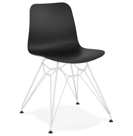 Moderne stoel 'GAUDY' zwart met wit metalen voet