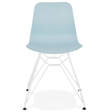 Moderne stoel 'GAUDY' blauw met wit metalen voet