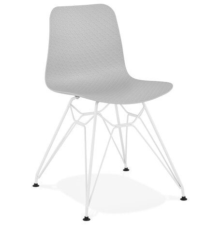 Moderne stoel 'GAUDY' grijs met wit metalen voet
