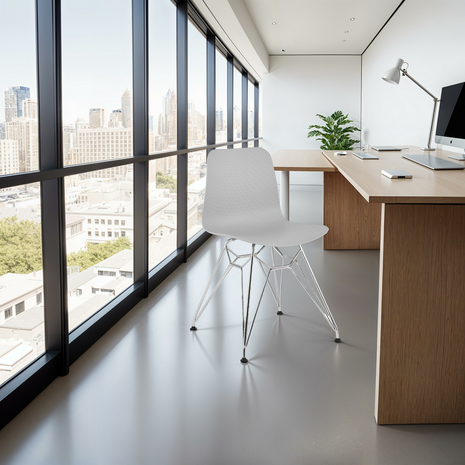 Design stoel 'GAUDY' grijs met verchroomd metalen voet